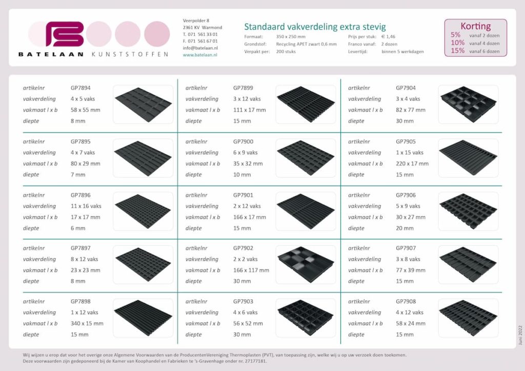 Standaard trays zwart pet